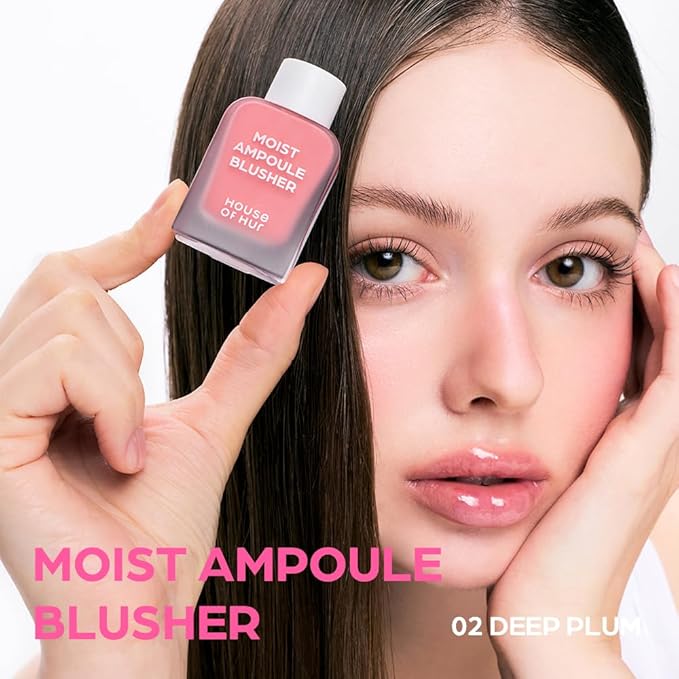 House of Hur Moist Ampoule Blusher with 50% Moisture Essence | Hydrating & Long-Lasting Blush | 0.68fl.oz (9 Shades) (Deep Plum)