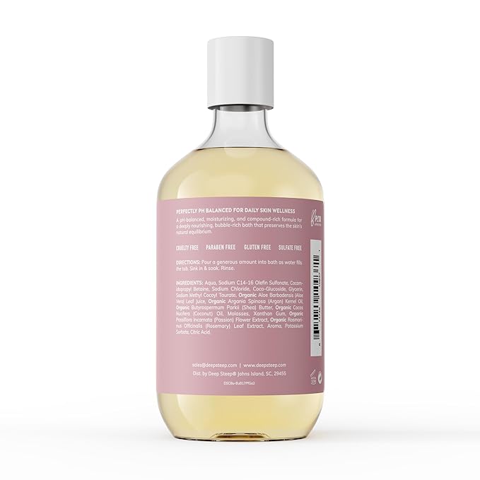 Deep Steep Bubble Bath, Passion Fruit Guava 17 oz (Pack of 2) – Hypoallergenic, Clinically Tested Soothing Soak with Shea Butter & Argan Oil – Sulfate-Free