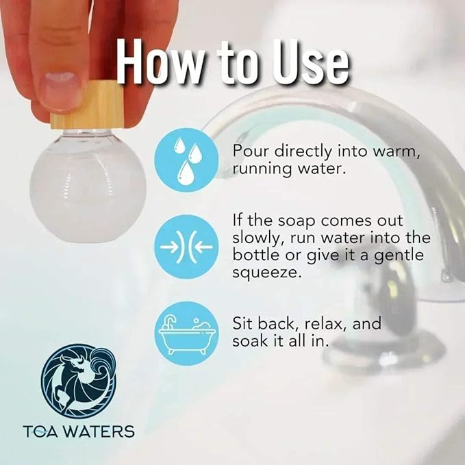 TOA Waters Liquid Bath Bomb Gift Set – 5 Pack Vegan Organic Bath Bombs, Hydrating Sulfate-Free Formula with Bold Scents – Clean Self-Care Gift for Women & Men, Made in USA