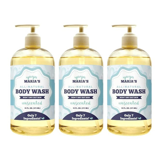 Yaya Maria's Natural Body Wash, Only 5 Ingredients, 100% Nontoxic, Keeps Skin Soft, Cruelty-Free (Unscented)