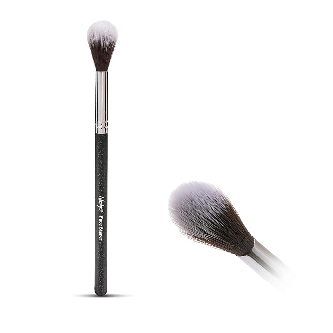 Nanshy Face Shaper Blush Brush - Bronzer Brush & Contour Brush for Powder & Cream Face Makeup Application & Blending - Fluffy Highlighter Brush - Vegan & Cruelty-Free - Black