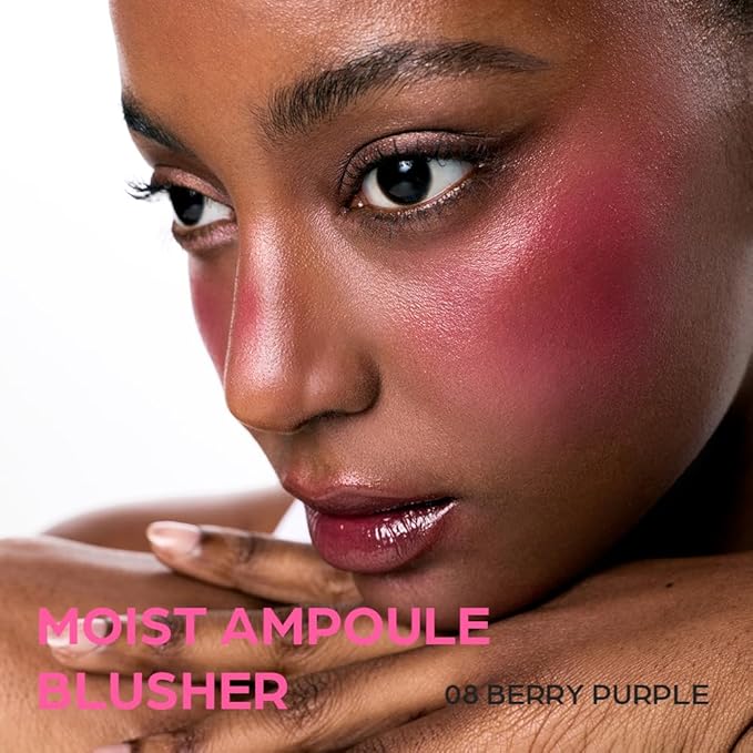 House of Hur Moist Ampoule Blusher with 50% Moisture Essence | Hydrating & Long-Lasting Blush | 0.68fl.oz (9 Shades) (Berry Purple)