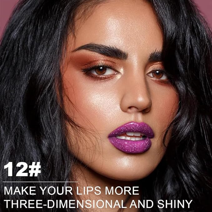 Kaely Glitter Metallic Lipstick Makeup, Shimmer Metallic Lipsticks for Women, High Pigmented Lip Gloss Long Lasting Waterproof Smudge Proof, Vegan & Cruelty-Free, 12