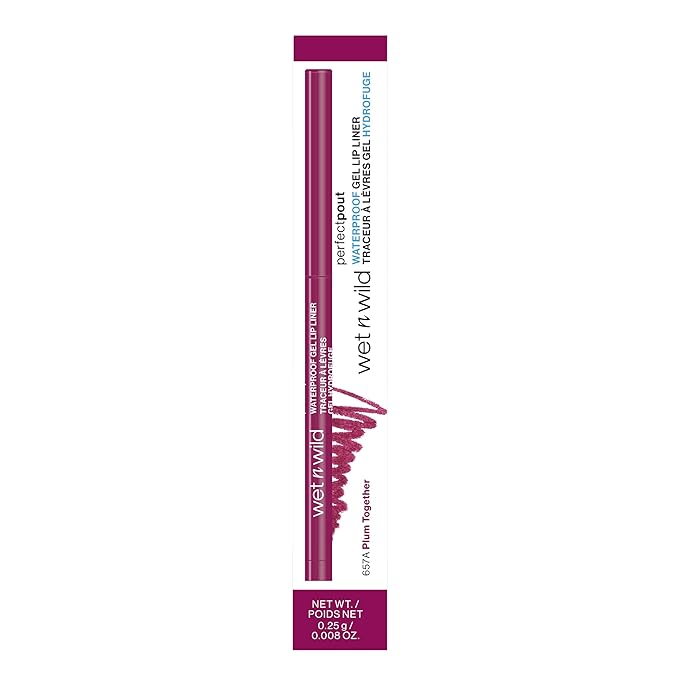 wet n wild Lip Liner Perfect Pout Matte Retractable Gel Lip Liner Pencil, Plum Together