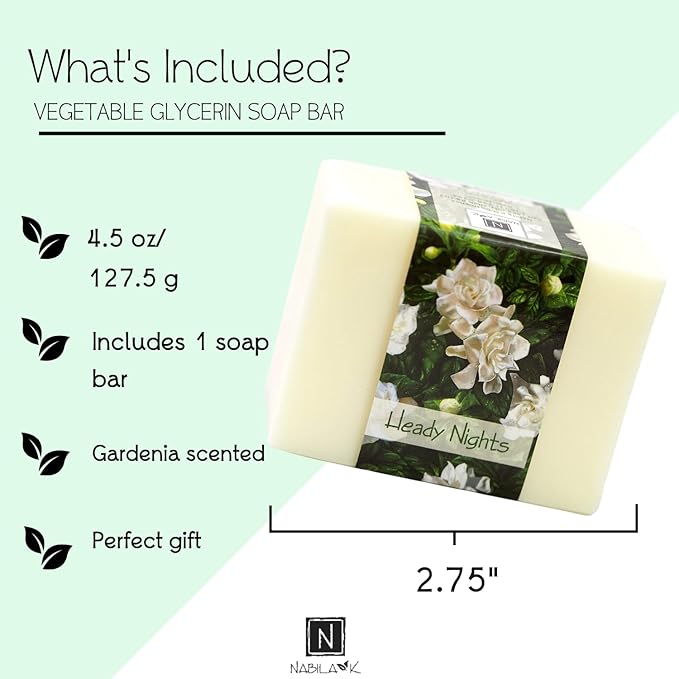 Glycerin Bar Soap Heady Nights Scent - Natural, Vegan-Friendly, Hypoallergenic - Moisturizing and Hydrating with 100% Vegetable Glycerin - Sulfate-Free, Paraben-Free, Chemical-Free - 4.5 oz