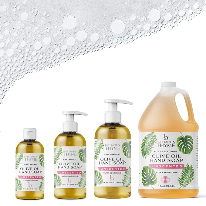 Brittanie’s Pure Castile Liquid Soap Refill, Unscented, 16 Ounce | Dish Soap, Hair & Body, Home, Gentle and Pure, Made with Natural Luxurious Oils, Vegan & Gluten Free Non-GMO