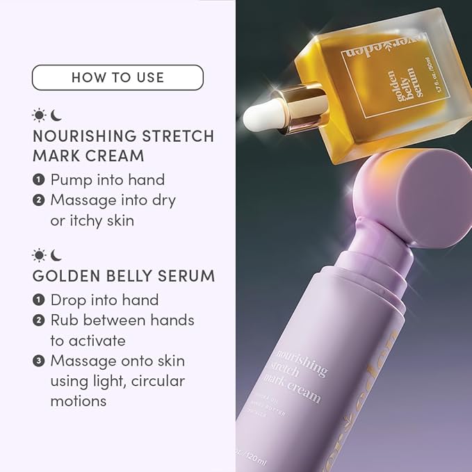 Evereden Mama Must-Have DUO - Golden Belly Stretch Mark Oil & Stretch Mark Cream - Dermatologist-Developed Clean & Vegan Maternity Skin Care for Stretch Mark Reduction & Skin Hydration