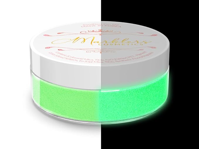 MARBLERS Glow-in-The-Dark Powder [Glow Green] 0.28oz (8g) | Matte| Dye | Pigment | Non-Toxic | Vegan | Cruelty-Free | Eyeshadow, Nail Polish, Nail Art | Festival, Rave & Party Makeup | Body & Face