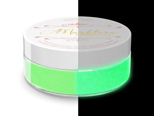 MARBLERS Glow-in-The-Dark Powder [Glow Green] 0.28oz (8g) | Matte| Dye | Pigment | Non-Toxic | Vegan | Cruelty-Free | Eyeshadow, Nail Polish, Nail Art | Festival, Rave & Party Makeup | Body & Face