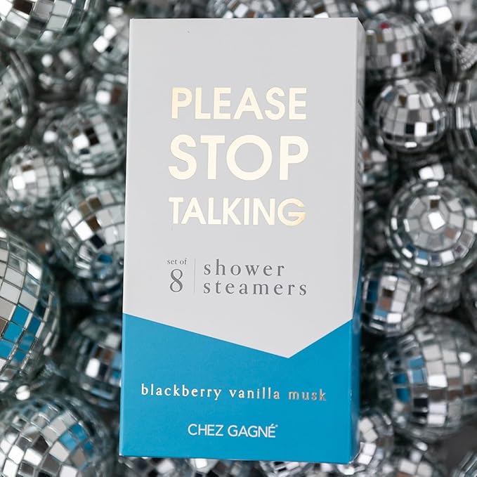 Aromatherapy Shower Steamers - Please Stop Talking - BlackBerry Vanilla Musk, Set of 8 - Vegan, Cruelty-Free, Made in USA - Paraben, Sulfate & Phthalate-Free - Funny Self Care Gift