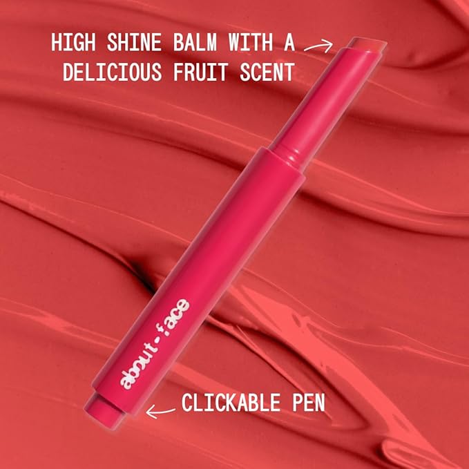 aboutface Cherry Pick Lip Color Butter – High-Shine, Hydrating Lip Balm with Pomegranate Flower Extract & Cherry Butter – Vegan, Cruelty-Free, Clean Beauty – 0.06 oz (Peach Punisher – Cinnamon Peach)