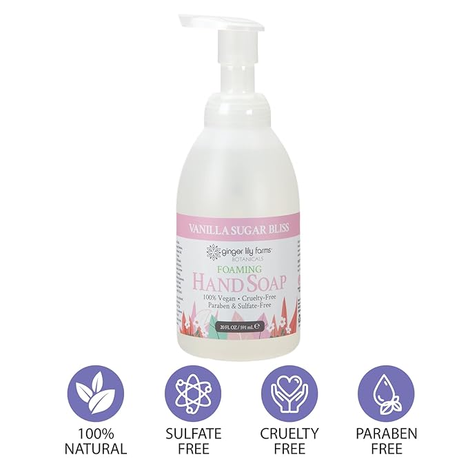 Ginger Lily Farms Botanicals All-Purpose Foaming Hand Soap Refill, 100% Vegan & Cruelty-Free, Vanilla Sugar Bliss Scent, 20 Fl Oz (Pack of 1)