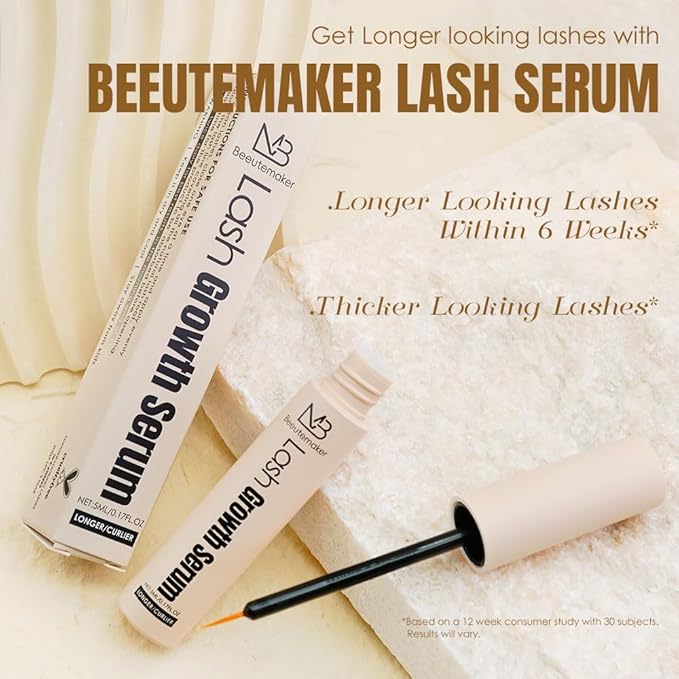 Eyelash Growth Serum– 0.17 Fl. Oz./5mlEyelash Growth Serum with Advanced Formula to Boost Longer Fuller and Thicker Looking Lashes - Vegan & Cruelty-Free for Sensitive Eyes