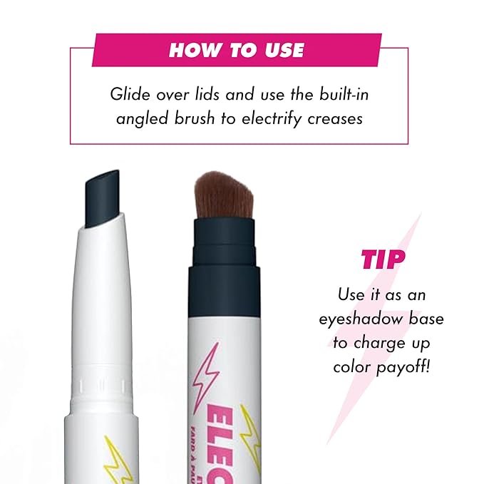 Lime Crime Electric Slide Eyeshadow & Brush Stick, IDC (Matte Black) - Lightweight 2-in-1 Eyeshadow Smudge Stick with Angled Brush for Long Lasting Bold Color - Vegan