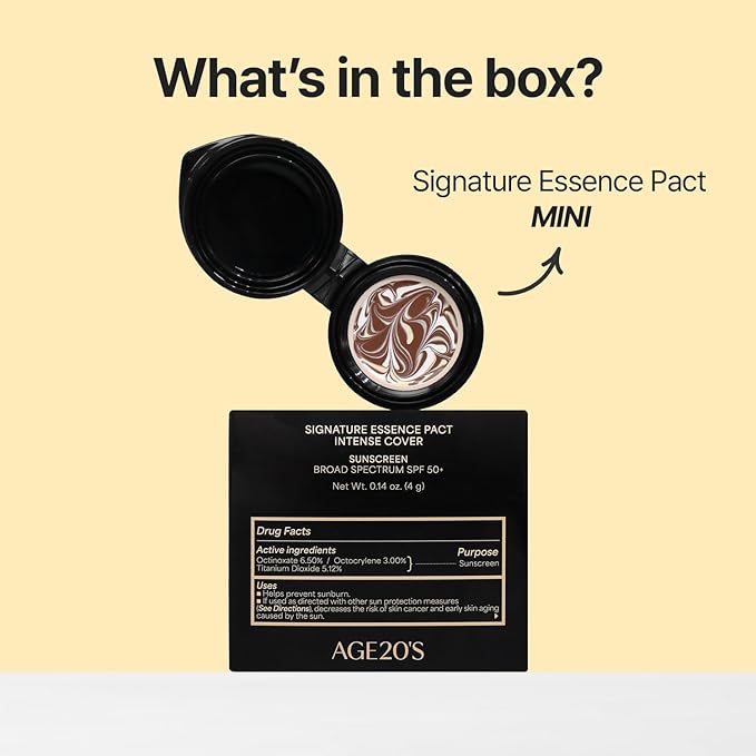 [MINI SIZE] AGE20'S Signature Essence Pact | 31N | Vegan Korean Cushion Foundation | Pack of 1 | Cream Foundation, Dewy & Glow Finish, Natural Coverage, SPF 50+ | 0.14 oz