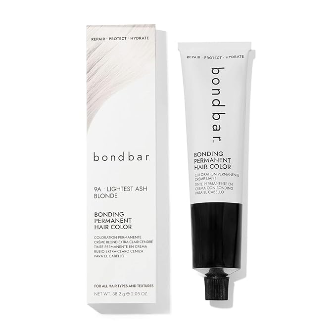 Bondbar 9A Lightest Ash Blonde Bonding Permanent Creme Hair Color, Repairing hair dye for all hair types, Vegan, Built in Bonding, 2.05 Oz