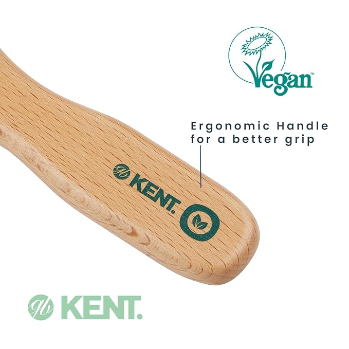 Kent V02 Vegan Boar Bristle Hair Brush with Nylon Pins, Organic Hair Brush for Styling and Detangling, Paddle Brush Ideal for All Hair Types (Small)