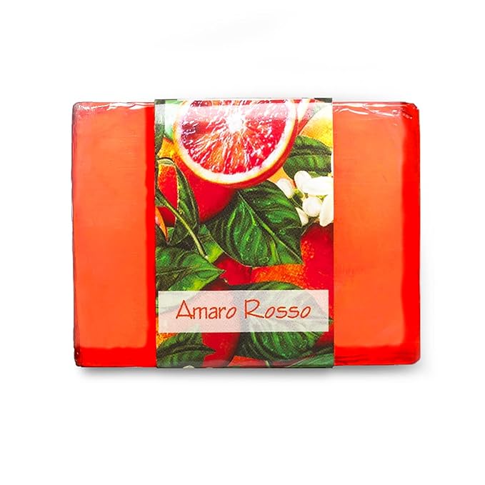 Glycerin Bar Soap Amaro Rosso Scent - Natural, Vegan-Friendly, Hypoallergenic - Moisturizing and Hydrating with 100% Vegetable Glycerin - Sulfate-Free, Paraben-Free, Chemical-Free - 4.5 oz