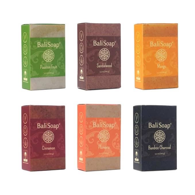 Bali Soap Tropical Paradise Collection 6-Pack Premium Handmade Soap Gift Set, Exotic Fruit & Floral Scents, Vegan Spa Experience for Women & Men, Moisturizing & Nourishing, All Skin Types