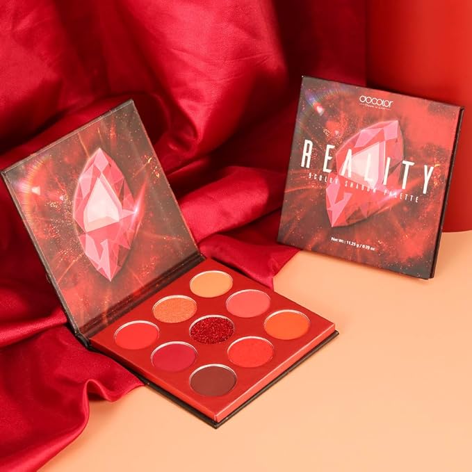 docolor Eyeshadow Palette 9Colors Red Eyeshadow Gemstone Shadow Palettes Highly Pigmented Mattes Shimmers Naked Smokey Glitter Cream Colorful Powder Blendable Long Lasting Waterproof Makeup Palette