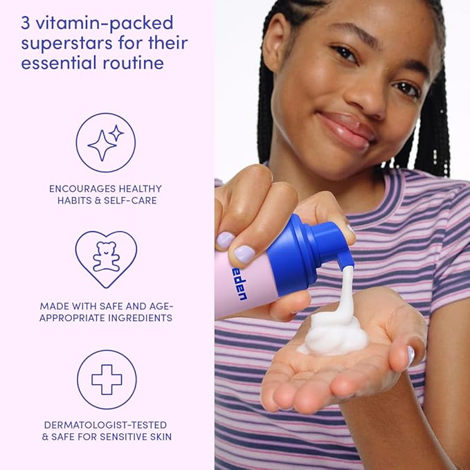 Evereden Kids Multi-Vitamin Hydrating Face Mist, Face Wash, & Kids Face Cream Set: Clean, Vegan, and Multivitamin-Rich Kids Skin Care Set for 6 & up - Moisturize & Refresh