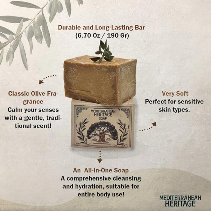 Aleppo Soap Bar – 100% Natural Olive & Laurel Oil for Sensitive Skin, Hair, Face & Body – Handmade, Vegan, Chemical-Free