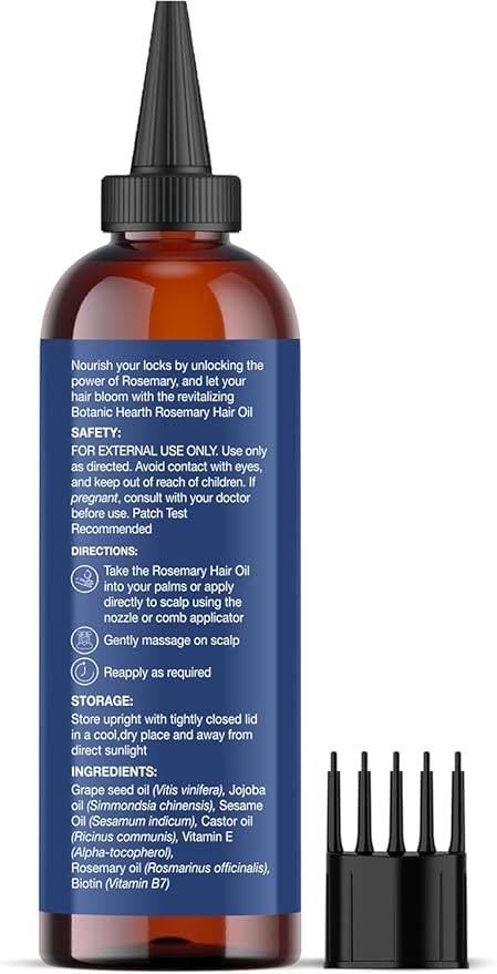 Botanic Hearth Hair Oil for Hair Growth | Rosemary Oil for Hair Growth with Biotin, Castor & Jojoba | Hair Relaxers & Dry Scalp Treatment | Color Safe | All Hair Types | 4 Fl Oz