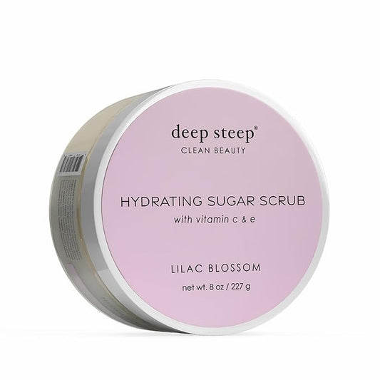 Deep Steep Sugar Scrub, Lilac Blossom, 8 oz – Exfoliating Body Scrub with Organic Coconut Oil, Shea Butter & Argan Oil – Vegan, Clean Beauty, Smooth, Soft & Nourished Skin