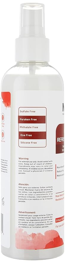 MFL MADE FOR LOCS Vegan Rose Water Refresher Spray, 8 oz - Locs Moisturizer, Locs Deodorizer, Amazing Scents (Rose)