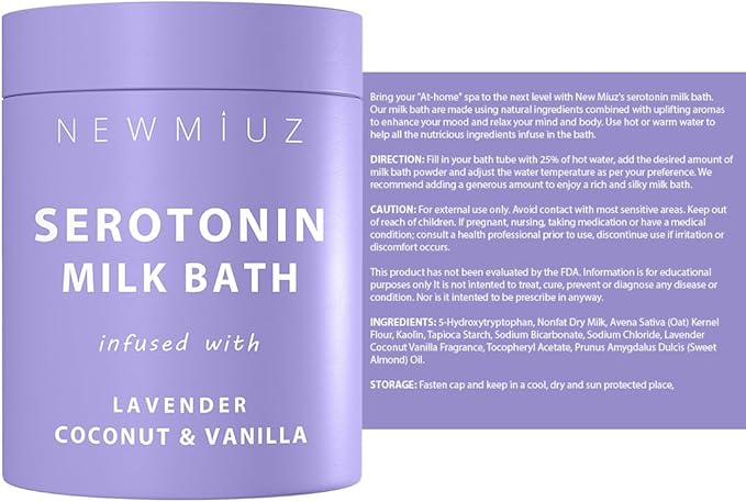 Creamy Coconut Lavender Milk Bath Soak Powder Moisturize Skin Calm Vanilla Luxury Spa Salt Destress Relaxation Gift for Women Perfect Stocking Stuffer