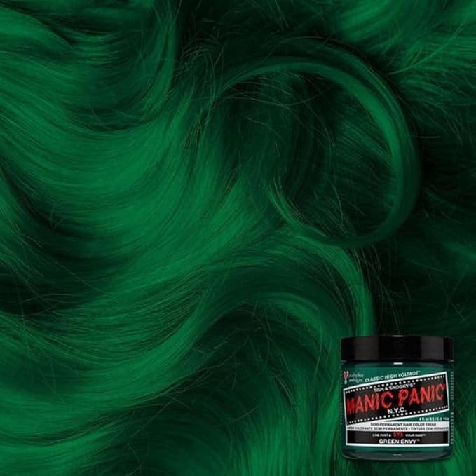 MANIC PANIC Classic Green Envy Semi Permanent Hair Color - Emerald Green Hair Dye for Women & Men That Lasts 4-6 Weeks - Vegan, Ammonia & Cruelty-Free - Create & Mix Custom Shades (4oz)