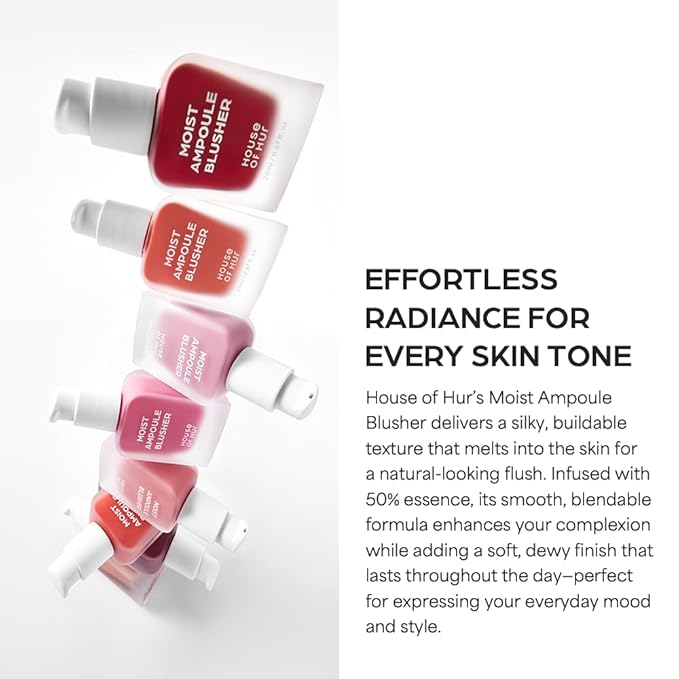 House of Hur Moist Ampoule Blusher with 50% Moisture Essence | Hydrating & Long-Lasting Blush | 0.68fl.oz (9 Shades) (Deep Plum)