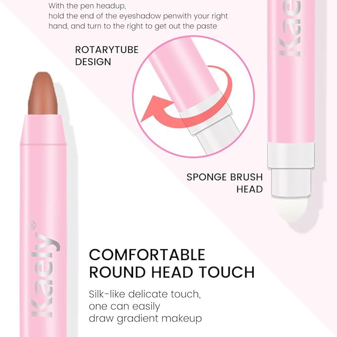 2in1 Matte Cream Eye Shadow Stick - Caramel Matte, Eyeliner Pencil Eyeshadow Palette Makeup, Waterproof Long Lasting Brightener, Crease Proof & Smudge Resistant, Cream Eyeshadow with Built-in Smudger