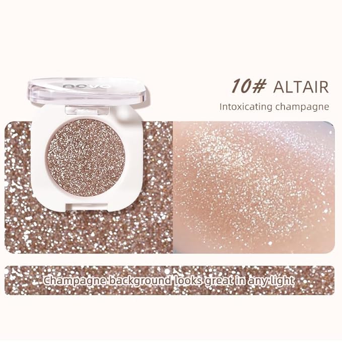 Ultra-Fine Pressed Pigment Single Eyeshadow – Lightweight, Highly Blendable Formula Neutral Glitter Taupe Eye Shadow, 12 Rich Matte/Shimmer Shades for Makeup, Vegan & Cruelty-Free (#10 Cowboy)