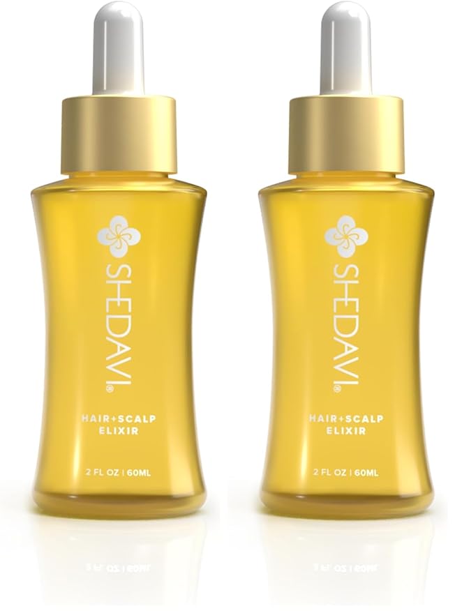 Shedavi Iconic Vegan Hair Serum with Botanicals - Growth Treatment for Women & Men's Dry, Damaged Hair and Scalp with Argan, Coconut, Castor, and Tea Tree Oils (Pack of 2)