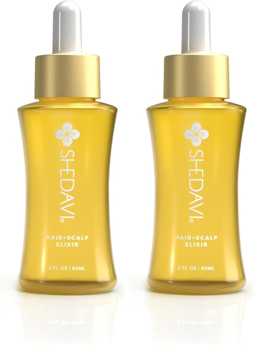 Shedavi Iconic Vegan Hair Serum with Botanicals - Growth Treatment for Women & Men's Dry, Damaged Hair and Scalp with Argan, Coconut, Castor, and Tea Tree Oils (Pack of 2)