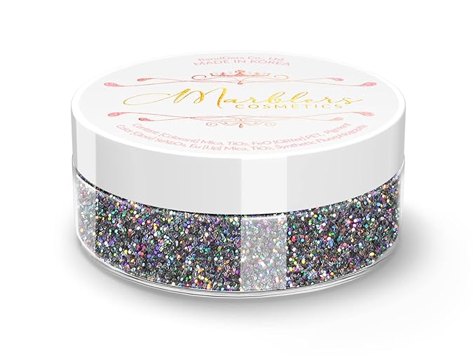 MARBLERS Holographic Face & Body Glitter [Holo Galaxy] 0.18oz (5g) | Fine | Non-Toxic | Vegan | Cruelty-Free | Festival, Rave & Party Makeup | Eye, Hair, Nail Polish, Eyeshadow | Nail Art | Gel Nail
