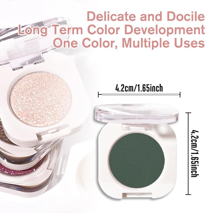 Green Single Matte Eyeshadow Makeup, Neutral Powde Eye Shadow for Women, Forest Green Matte Singles Eyeshadow Palette Pigmented Waterproof, sombras para ojos, Girls Christmas Eyeshadows Gift 16
