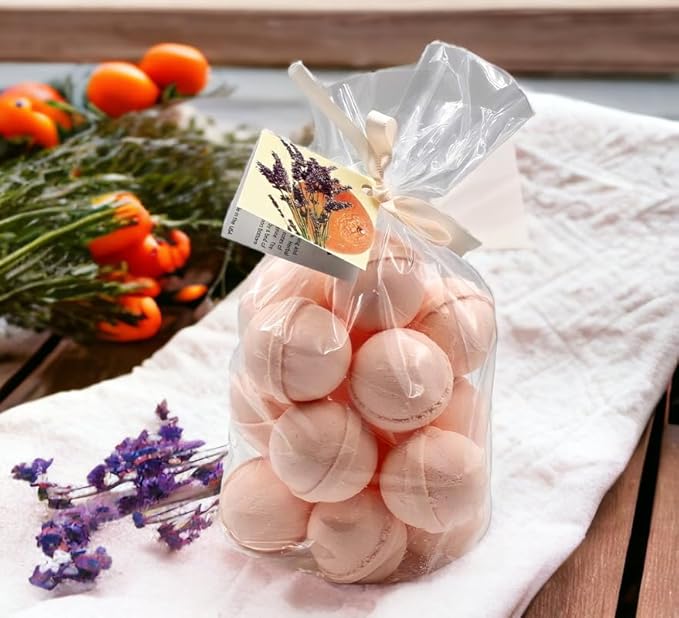 Bath Bombs 14 Set 1 oz/ea, Natural and Organic, USA Handmade | Aromatic Bath Fizzies, Stress Relief | Nourishing, Shea & Coco Butter | Gift Idea | Vegan & Cruelty-Free - Clementine Lavender