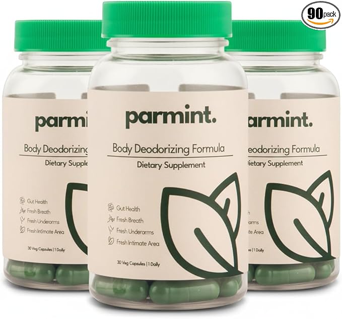 Whole Body Natural Deodorizing Supplement, Vegan & Organic Internal Freshness Capsules for Underarms Odor, Bad Breath, Old People Smell, Feet Odor, Gluten Free, 90 Capsules 1 Daily (3-Month Supply)