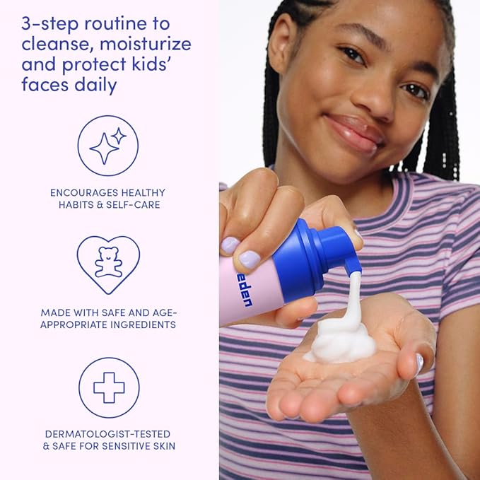 Evereden Kids Daily 1-2-3 Routine Bundle with Multi-Vitamin Kids Face Wash, Face Cream, SPF 30 & Spa Headband – Non-Toxic, Dermatologist-Tested & Gentle Skincare for Kids – Perfect for Daily Care