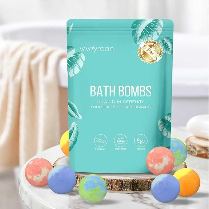 Bath Bombs for Women Gift Set, 8 Organic Bath Bombs Easter, Birthday Gifts for Women, Girls, Adults, Relaxation Home SPA Bubble Bath, Self Care for Wife, Mother, Girlfriend, Easter Basket Stuffers