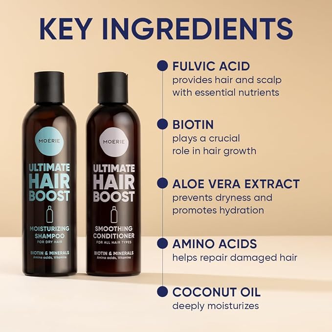 Moerie Ultimate Hair Growth Shampoo & Conditioner Double Set – Longer, Thicker, Fuller Hair – Vegan, Volumizing, Paraben & Silicone Free – Moisturizing for All Hair Types – 4 x 8.45 fl oz (250ml)