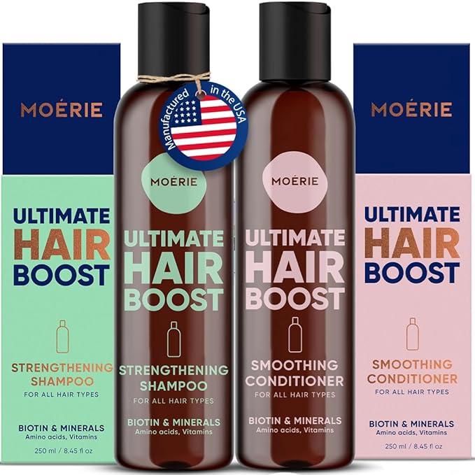 Moerie Hair Growth Shampoo and Conditioner for Men and Women, Hair Loss Solution with Biotin and Rosemary, Thickening Shampoo and Conditioner for Thinning Hair – Ultimate Hair Boost