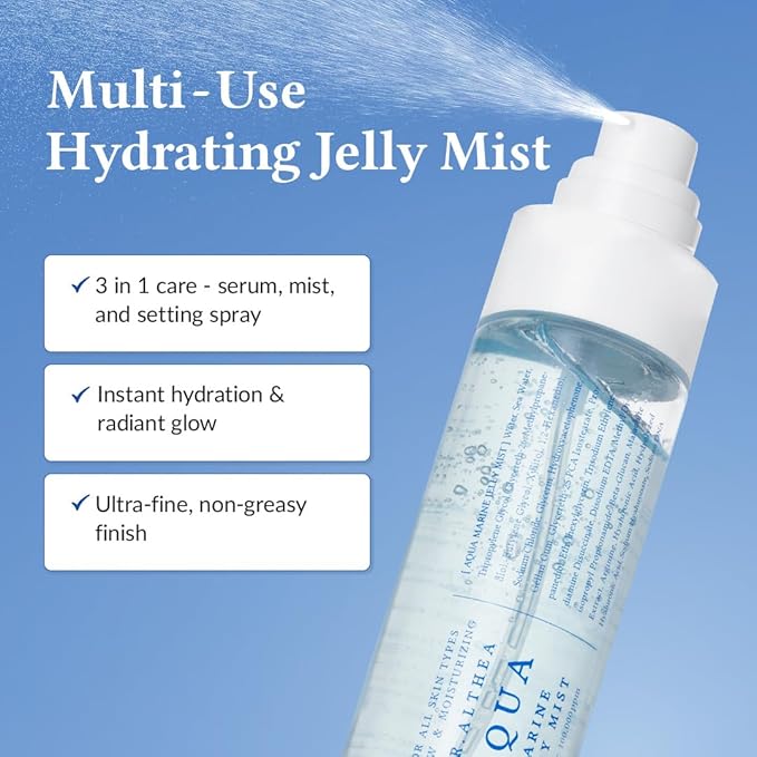 Dr.Althea Aqua Marine Jelly Mist | Lightweight, Ultra-Fine Facial Mist Spray | Hydrating Serum with PDRN & Triple Hyaluronic Acid | Vegan Korean Skincare, 3.38 fl.oz (Pack of 2)