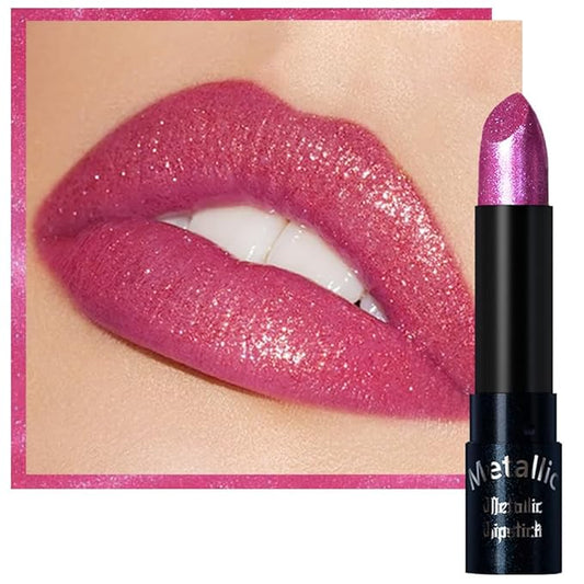 Kaely Glitter Metallic Lipstick Makeup, Shimmer Metallic Lipsticks for Women, High Pigmented Lip Gloss Long Lasting Waterproof Smudge Proof, Vegan & Cruelty-Free, 06