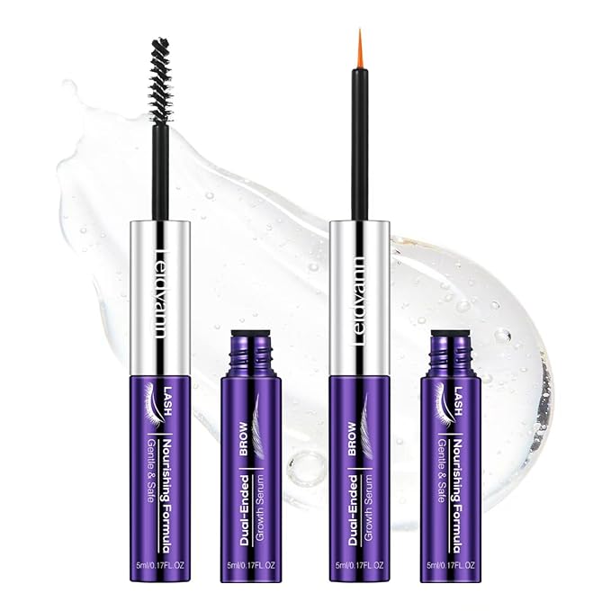 2-in-1 Lash and Brow Growth Serum, Dual-Ended Design 5 mL + 5 mL, Biotin and Peptides, Gentle Enhancing Formula that Promotes Thicker, Longer Lashes & Fuller Brows, Vegan and Cruelty-Free, 10 mL
