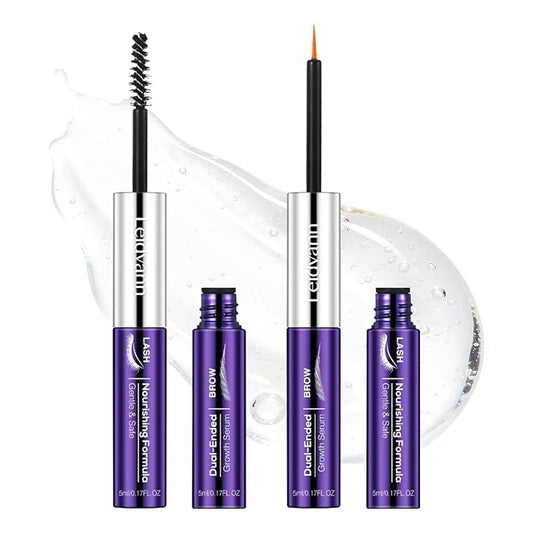 2-in-1 Lash and Brow Growth Serum, Dual-Ended Design 5 mL + 5 mL, Biotin and Peptides, Gentle Enhancing Formula that Promotes Thicker, Longer Lashes & Fuller Brows, Vegan and Cruelty-Free, 10 mL
