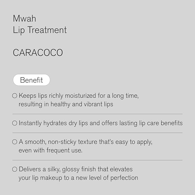 Urbanand Mwah Lip Treatment CARACOCO, Vegan Korean Glossy Lip Balm, Shea Butter, Peptide, Glowy, Lightweight, Moisturize, for Dry, Chapped Lips (13g / 0.45 oz.)