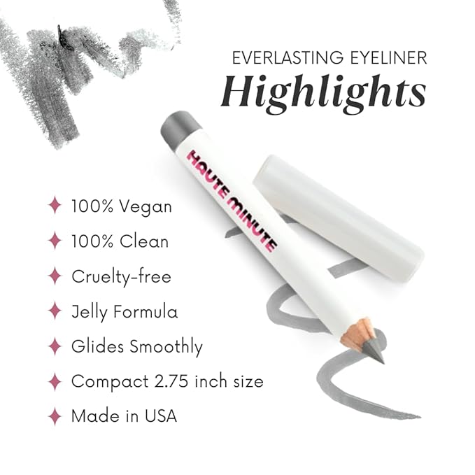 Mini Everlasting Eyeliner, Smooth Glides Eyeliner Pencil, Longwearing Eye Makeup, Vegan - Metallic Grey/Blue
